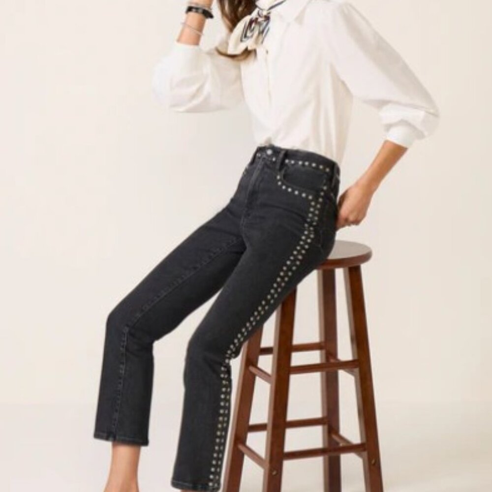 Studded Black Straight Leg Jeans